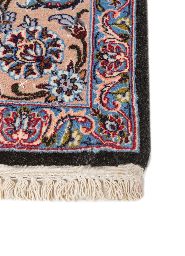 aalam blue wool and silk hand knotted Rug - Corner aalam blue wool and silk hand knotted Rug - Corner