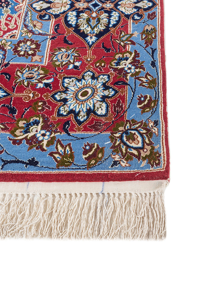 aalam blue wool and silk hand knotted Rug - Corner aalam blue wool and silk hand knotted Rug - Corner