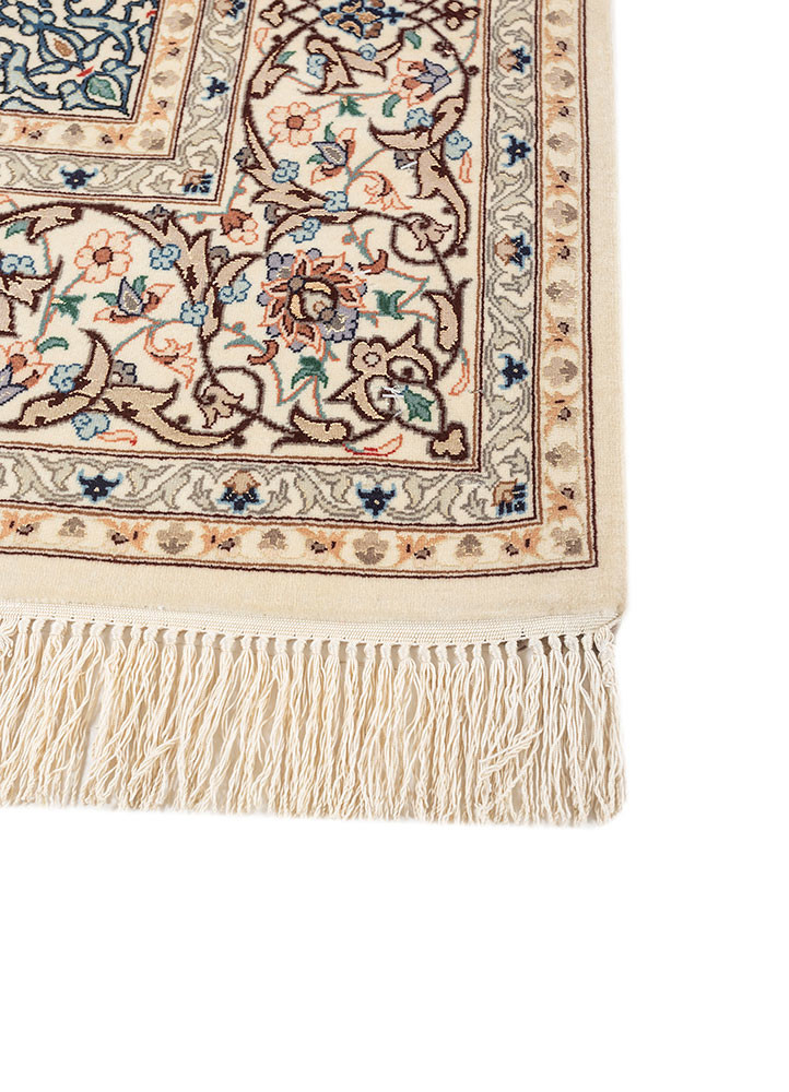 aalam red and orange wool and silk hand knotted Rug - Corner aalam red and orange wool and silk hand knotted Rug - Corner