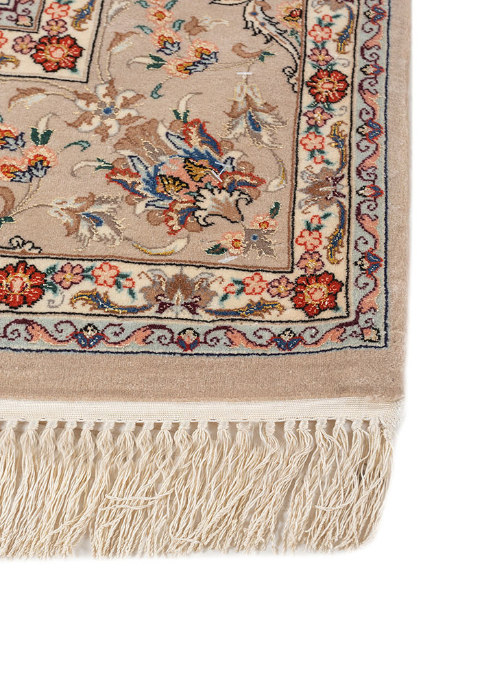 gulmarg red and orange wool and silk hand knotted Rug - Corner