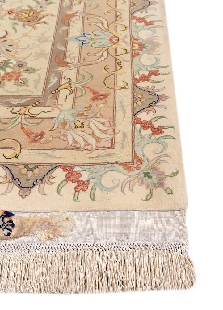 aalam red and orange wool and silk hand knotted Rug - Corner