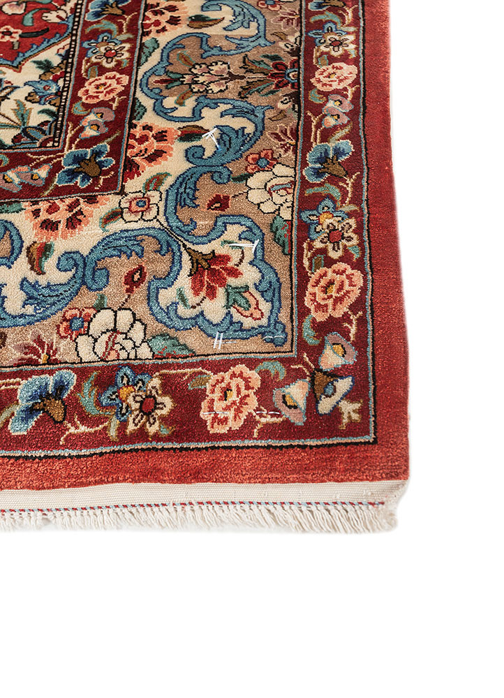 gulmarg red and orange silk hand knotted Rug - Corner gulmarg red and orange silk hand knotted Rug - Corner