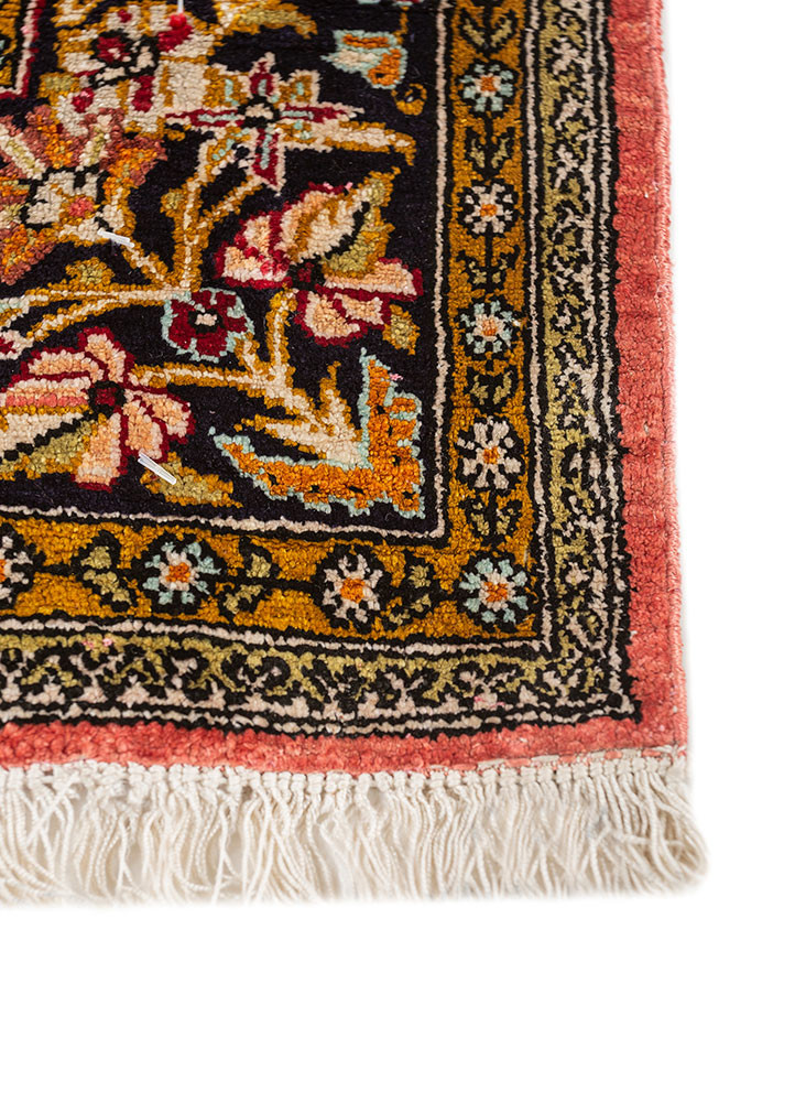gulmarg red and orange silk hand knotted Rug - Corner gulmarg red and orange silk hand knotted Rug - Corner