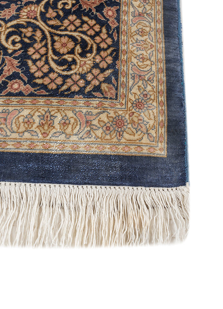 gulmarg blue silk hand knotted Rug - Corner gulmarg blue silk hand knotted Rug - Corner