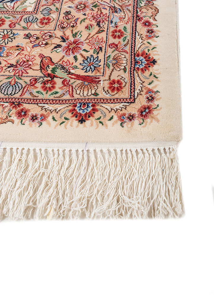 aalam pink and purple wool and silk hand knotted Rug - Corner aalam pink and purple wool and silk hand knotted Rug - Corner