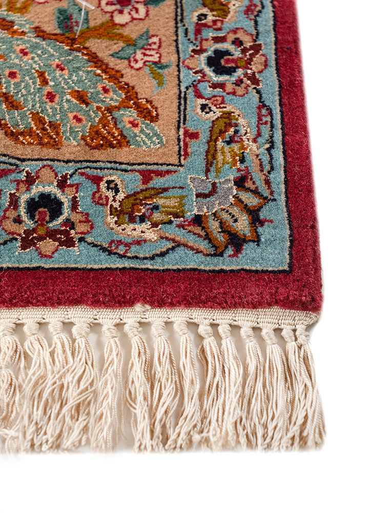 aalam blue wool and silk hand knotted Rug - Corner aalam blue wool and silk hand knotted Rug - Corner