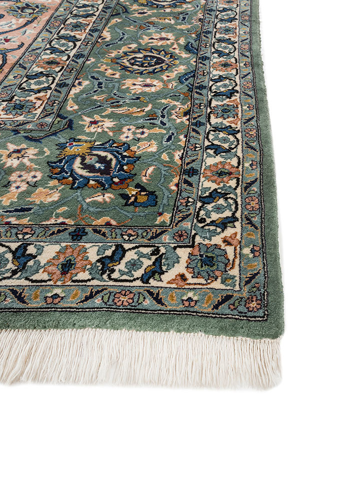 aalam blue wool hand knotted Rug - Corner aalam blue wool hand knotted Rug - Corner