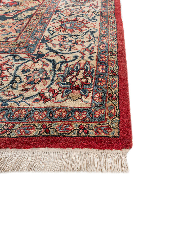 aalam red and orange wool hand knotted Rug - Corner aalam red and orange wool hand knotted Rug - Corner
