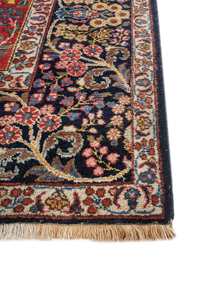 aalam blue wool hand knotted Rug - Corner