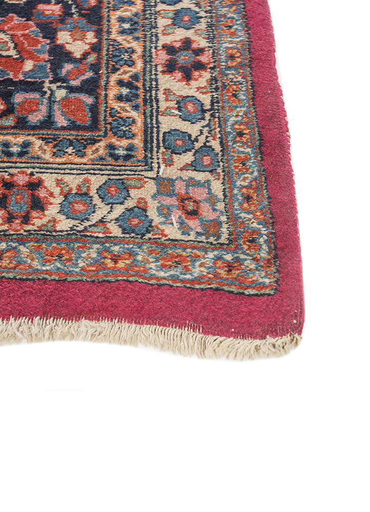 aalam blue wool hand knotted Rug - Corner