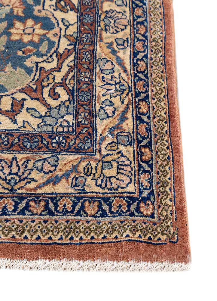 aalam blue wool hand knotted Rug - Corner aalam blue wool hand knotted Rug - Corner