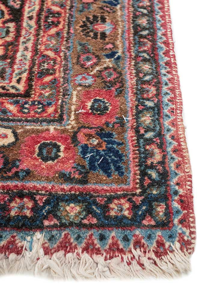 aalam pink and purple wool hand knotted Rug - Corner