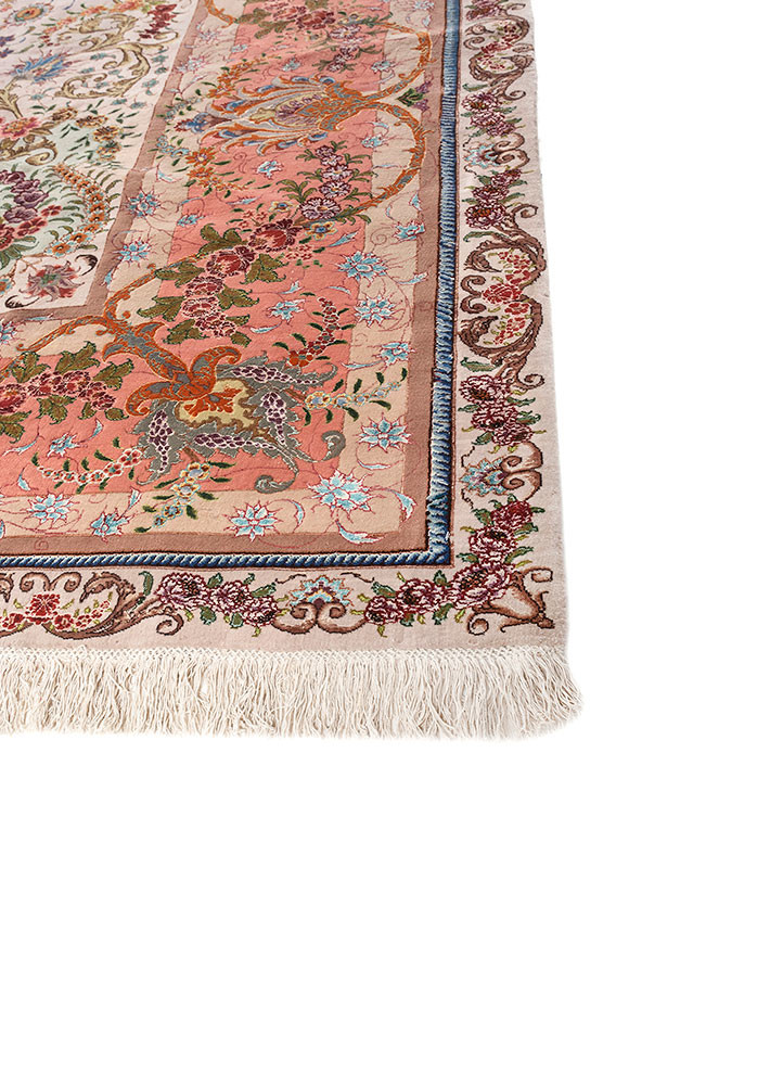 aalam pink and purple wool and silk hand knotted Rug - Corner aalam pink and purple wool and silk hand knotted Rug - Corner