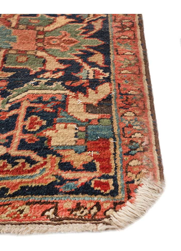 aalam red and orange wool hand knotted Rug - Corner aalam red and orange wool hand knotted Rug - Corner