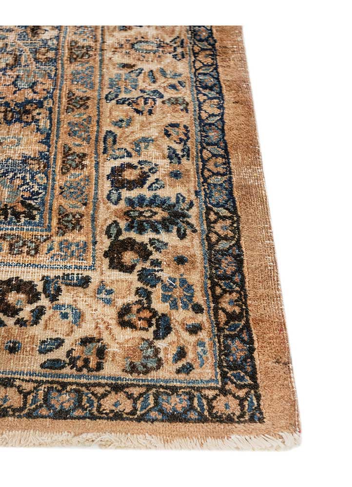 aalam blue wool hand knotted Rug - Corner