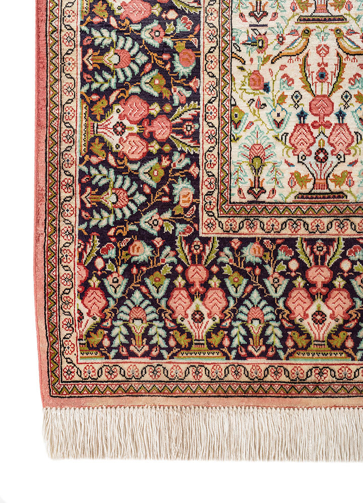 gulmarg pink and purple silk hand knotted Rug - Corner gulmarg pink and purple silk hand knotted Rug - Corner