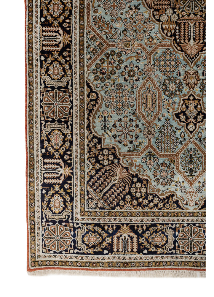 aprezo pink and purple silk hand knotted Rug - Corner