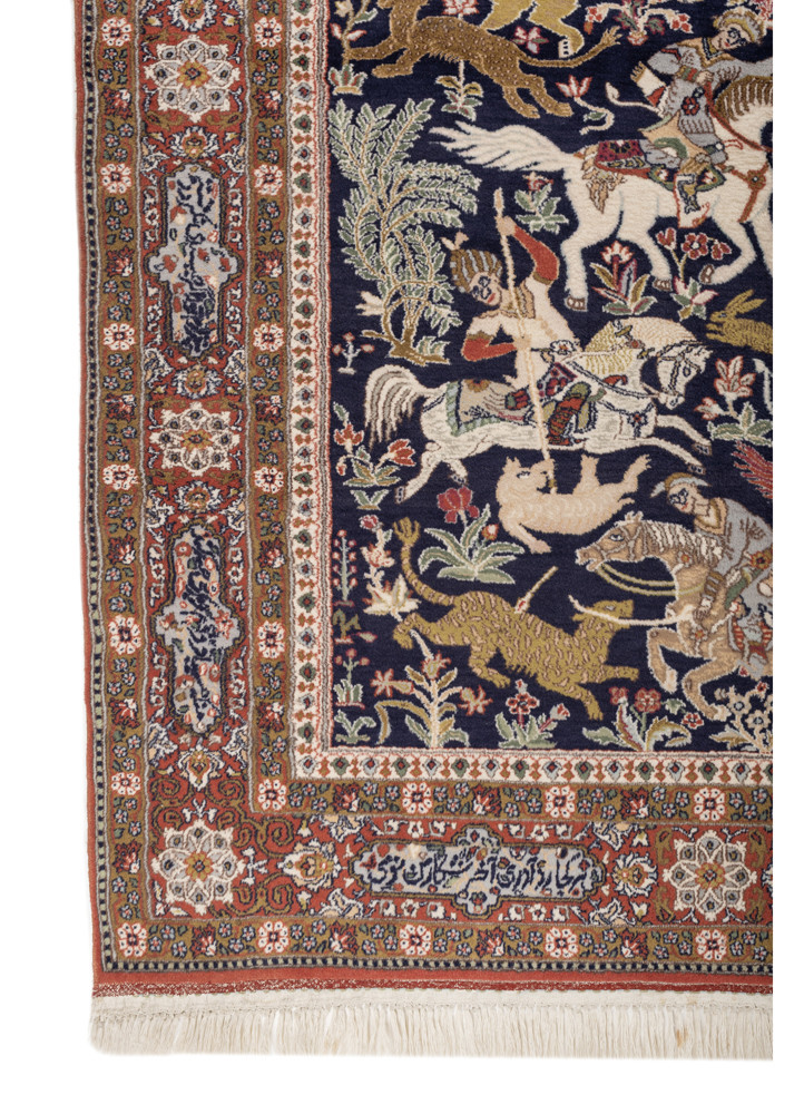 aprezo blue wool hand knotted Rug - Corner