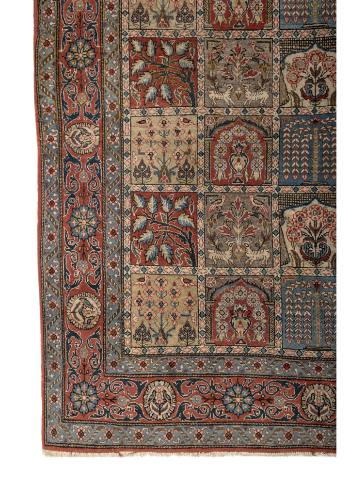 aalam red and orange wool hand knotted Rug - Corner