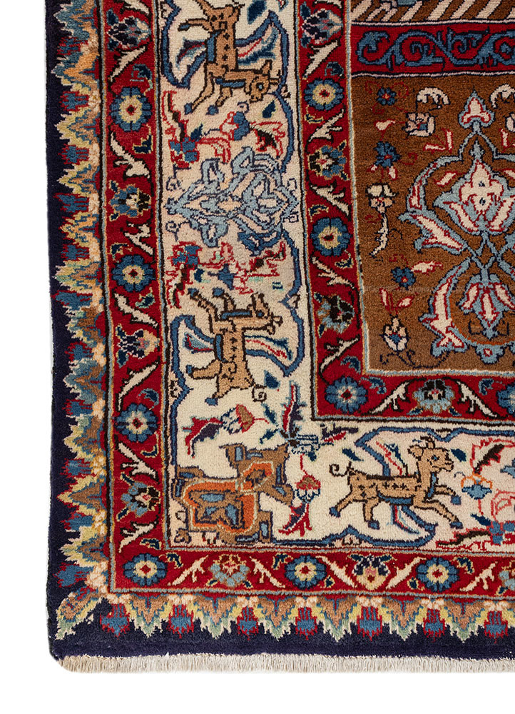 aalam red and orange wool hand knotted Rug - Corner