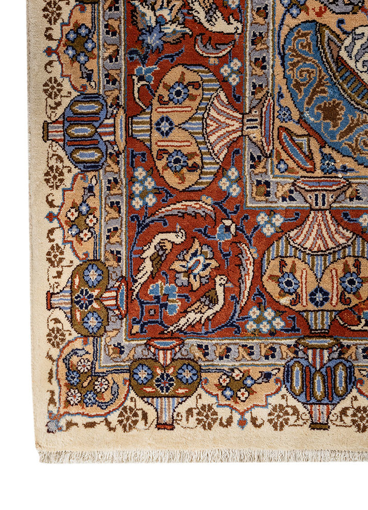 aalam red and orange wool hand knotted Rug - Corner