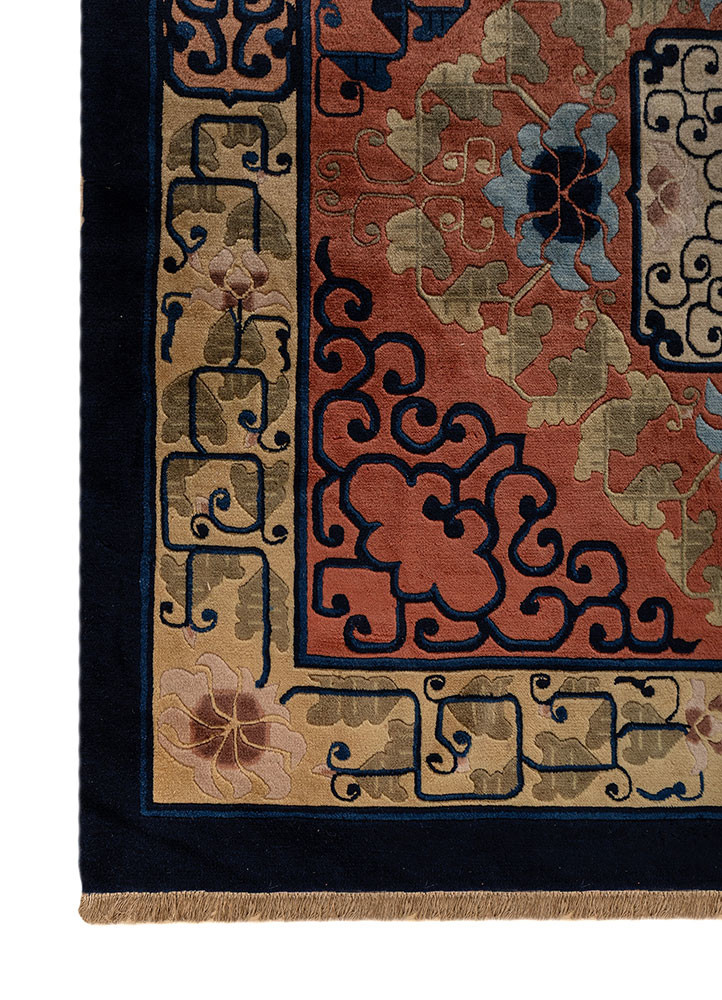 aalam blue wool hand knotted Rug - Corner