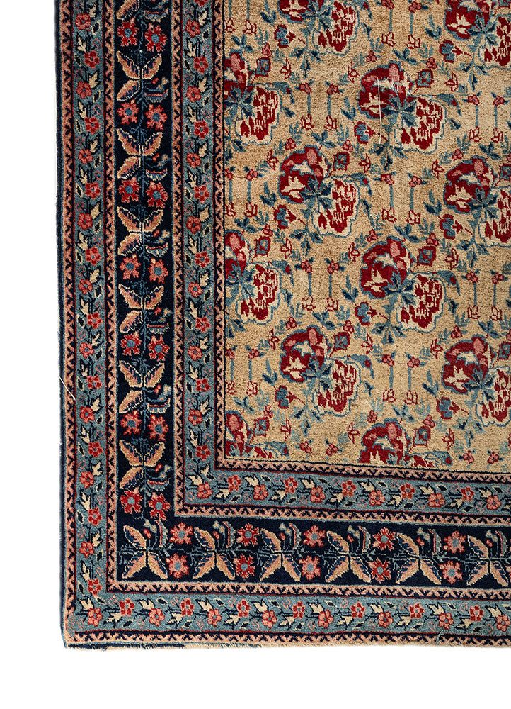 aalam blue wool hand knotted Rug - Corner