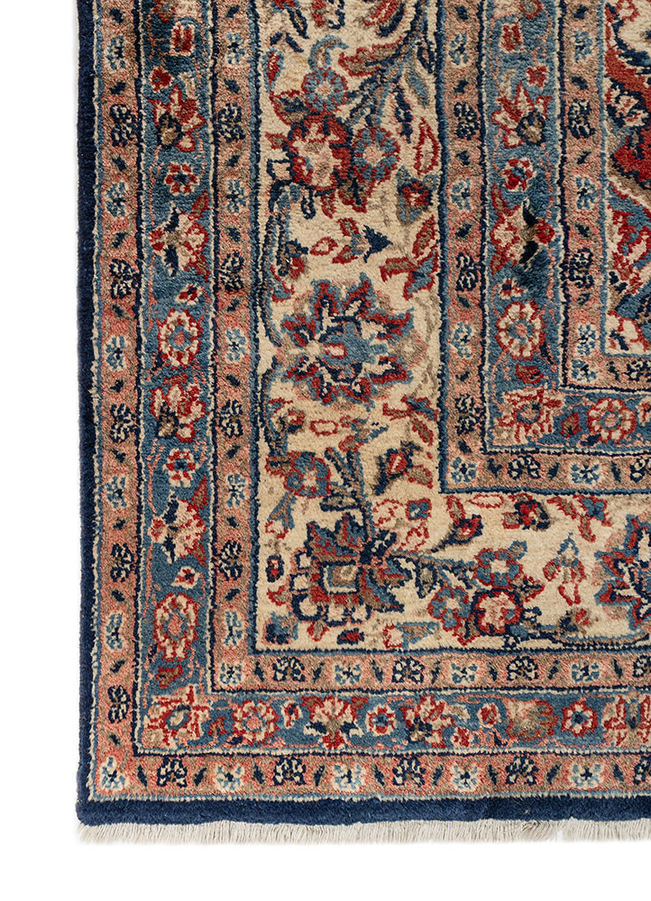 aalam blue wool hand knotted Rug - Corner aalam blue wool hand knotted Rug - Corner