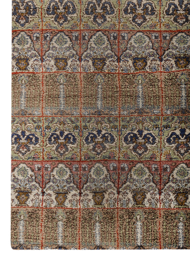 aprezo green wool hand knotted Rug - Corner aprezo green wool hand knotted Rug - Corner