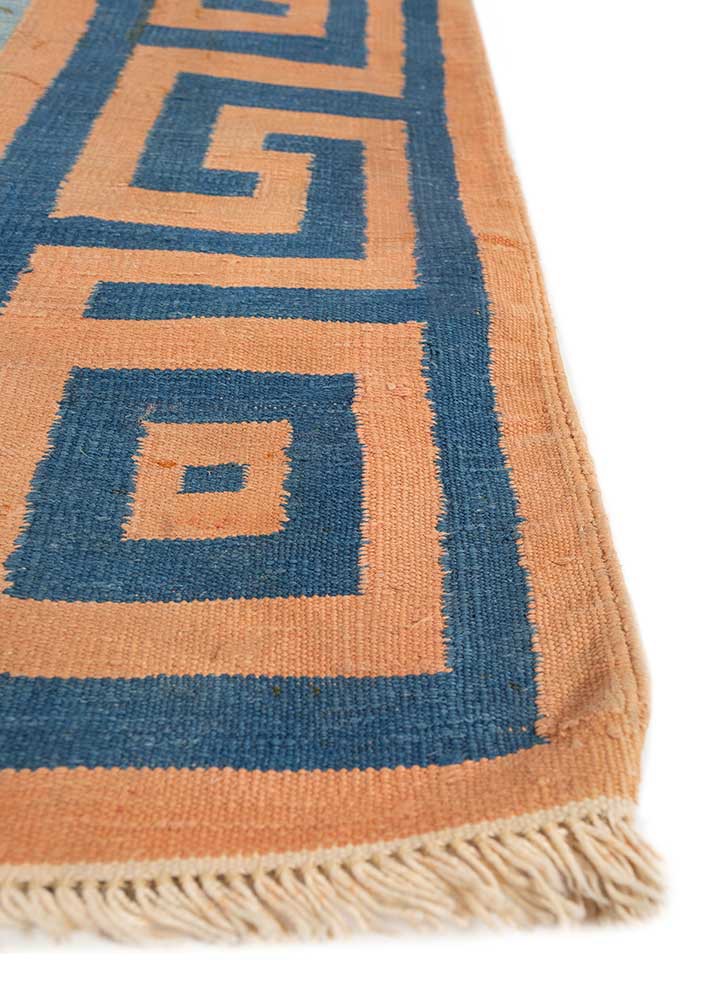 nayaab red and orange wool flat weaves Rug - Corner