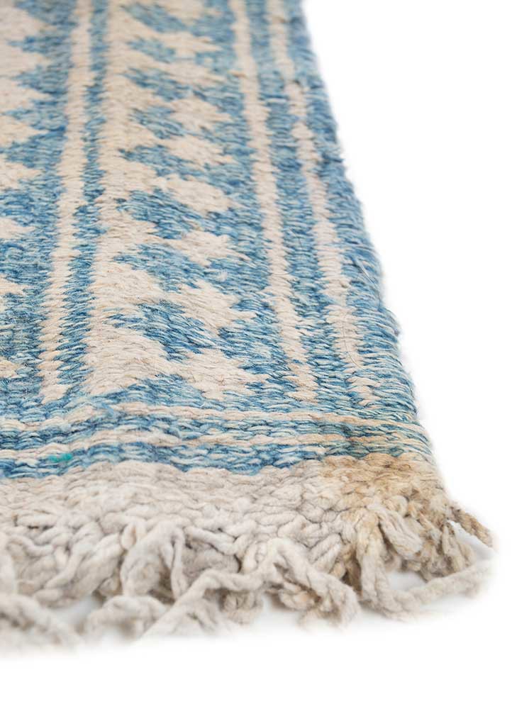 nayaab blue wool flat weaves Rug - Corner