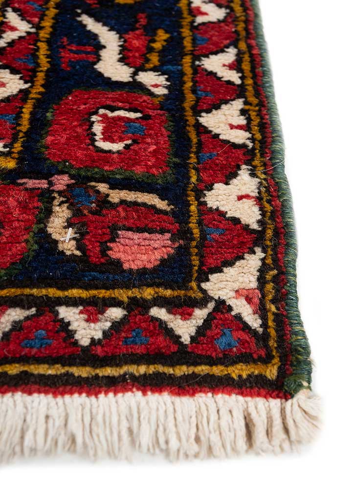 nuray red and orange wool hand knotted Rug - Corner