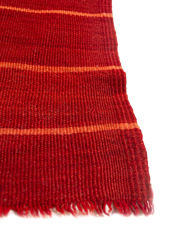 nayaab red and orange wool flat weaves Rug - Corner