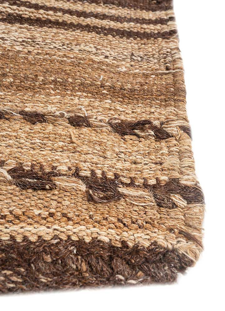 nayaab beige and brown jute and hemp flat weaves Rug - Corner