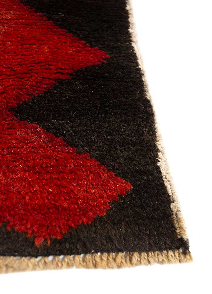 nuray red and orange wool hand knotted Rug - Corner