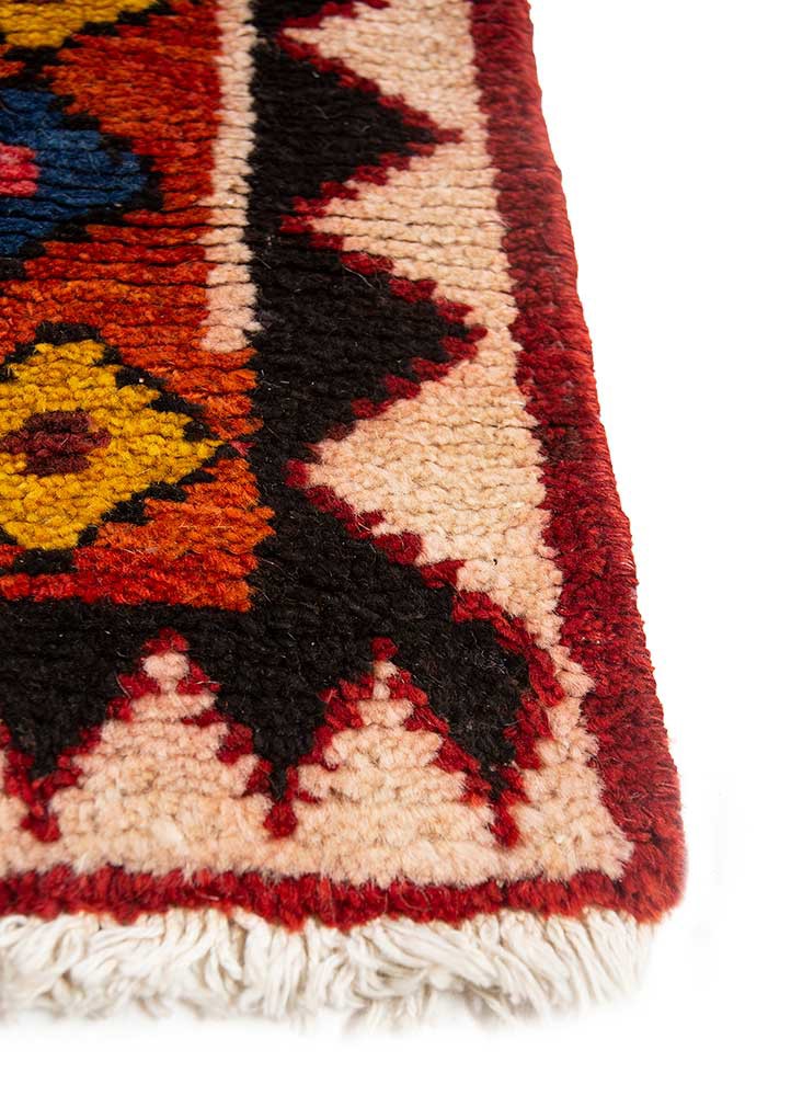 nuray red and orange wool hand knotted Rug - Corner