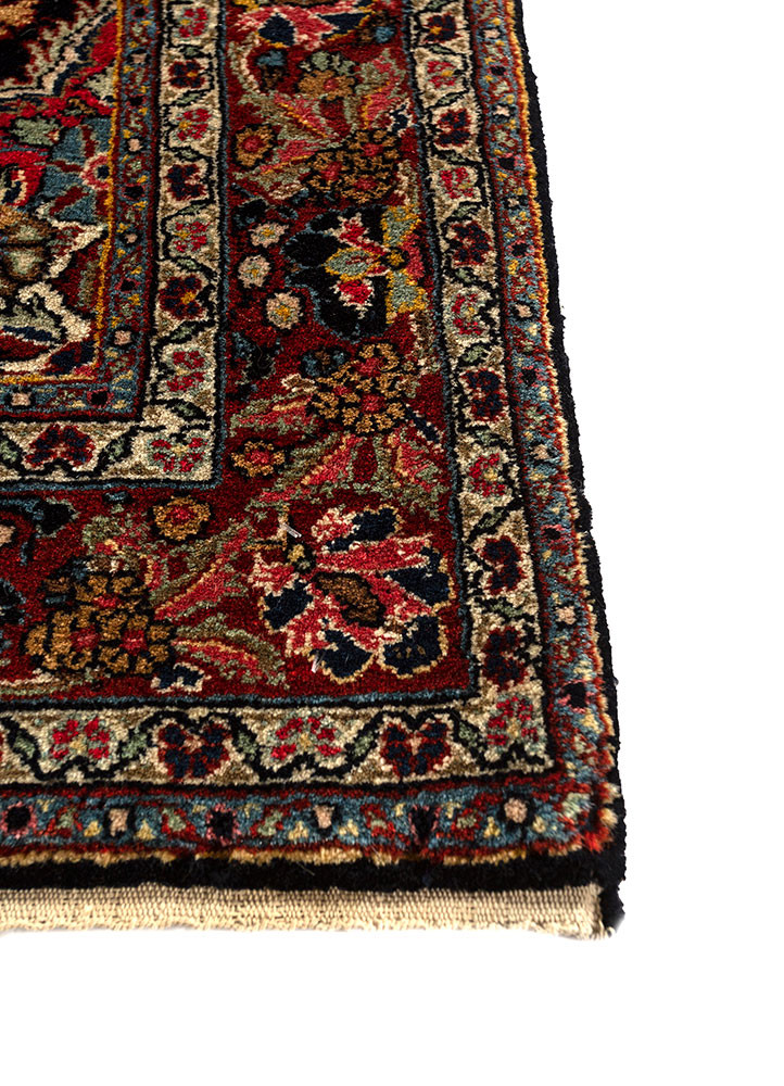 aalam grey and black wool hand knotted Rug - Corner