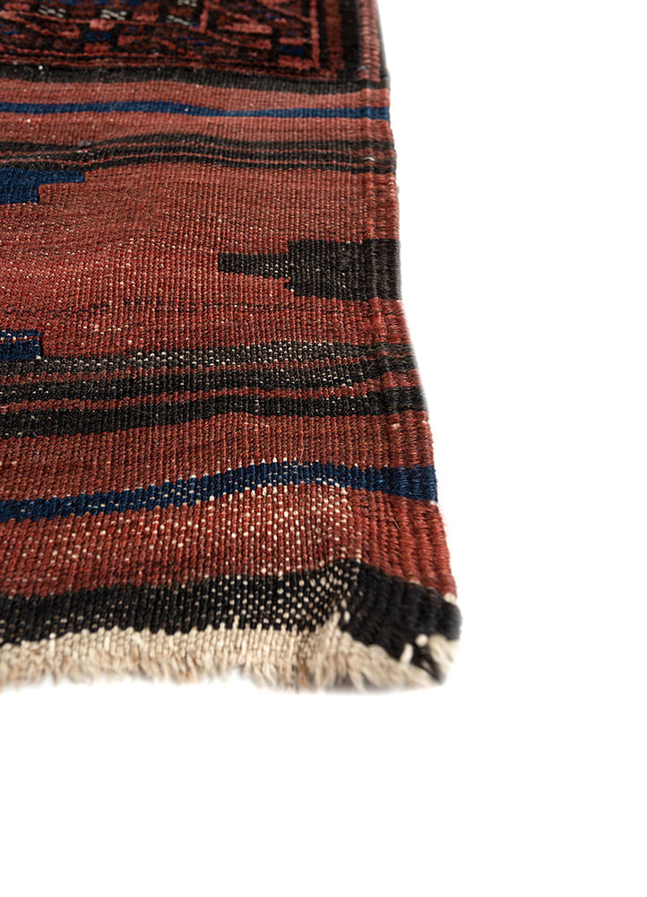 nuray red and orange wool hand knotted Rug - Corner