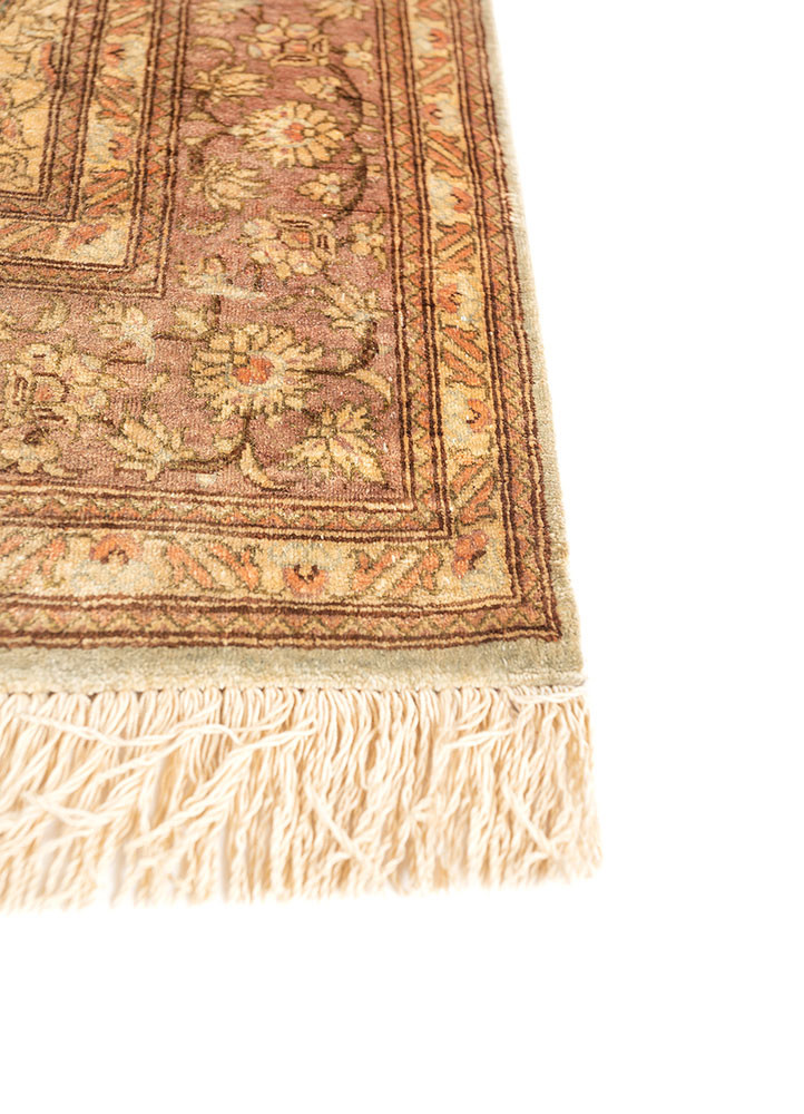 gulmarg red and orange silk hand knotted Rug - Corner gulmarg red and orange silk hand knotted Rug - Corner