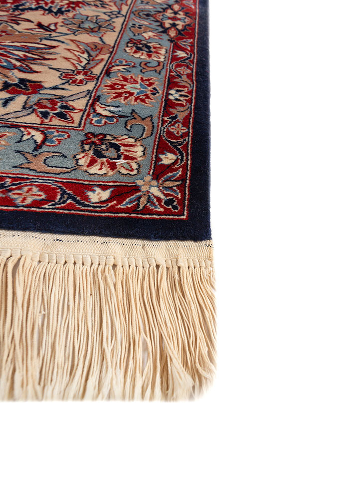 aalam blue wool hand knotted Rug - Corner aalam blue wool hand knotted Rug - Corner
