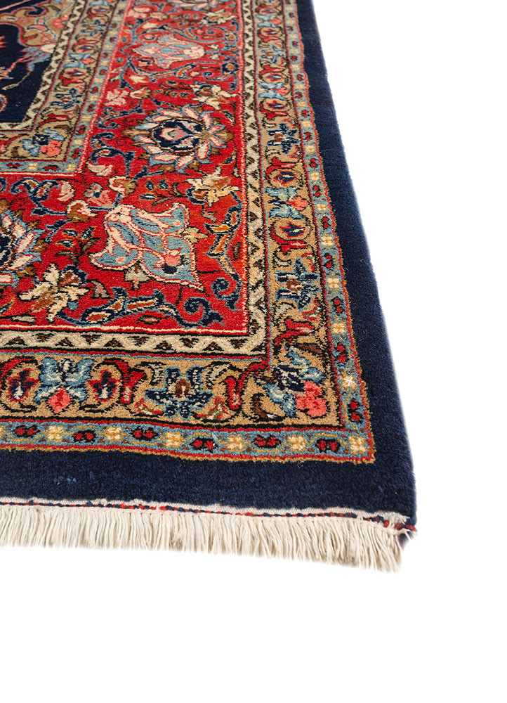aalam blue wool hand knotted Rug - Corner aalam blue wool hand knotted Rug - Corner