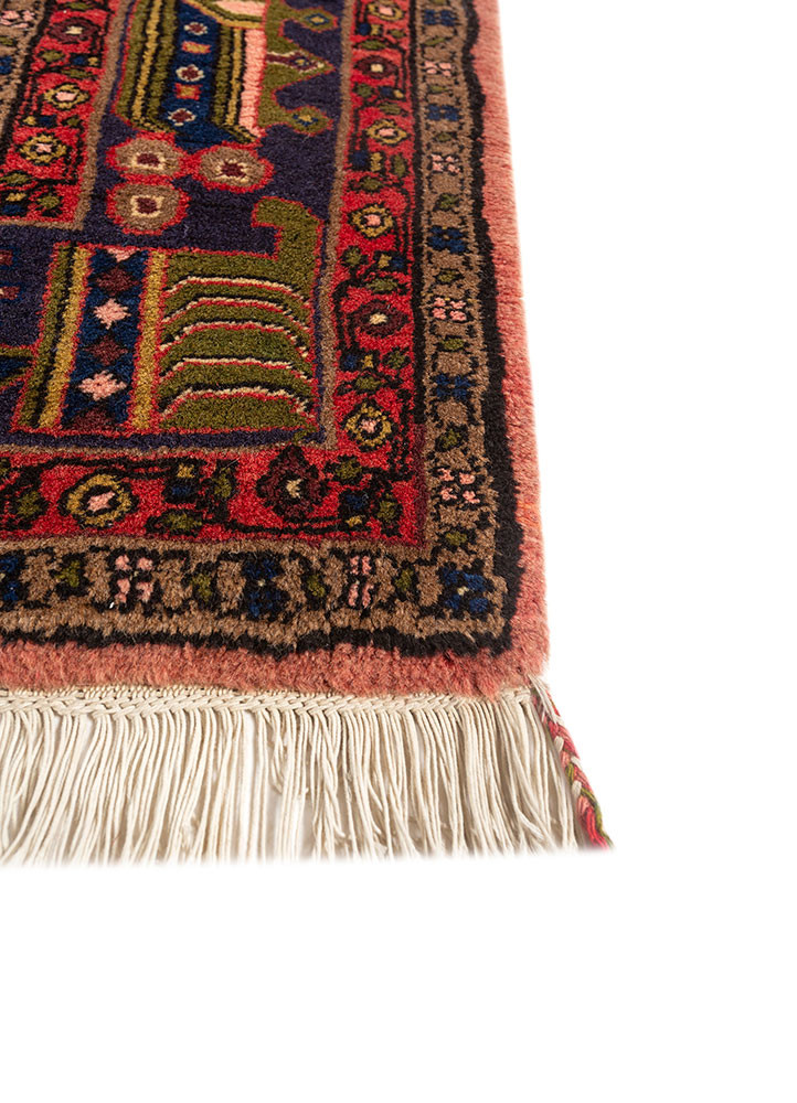 aalam red and orange wool hand knotted Rug - Corner aalam red and orange wool hand knotted Rug - Corner