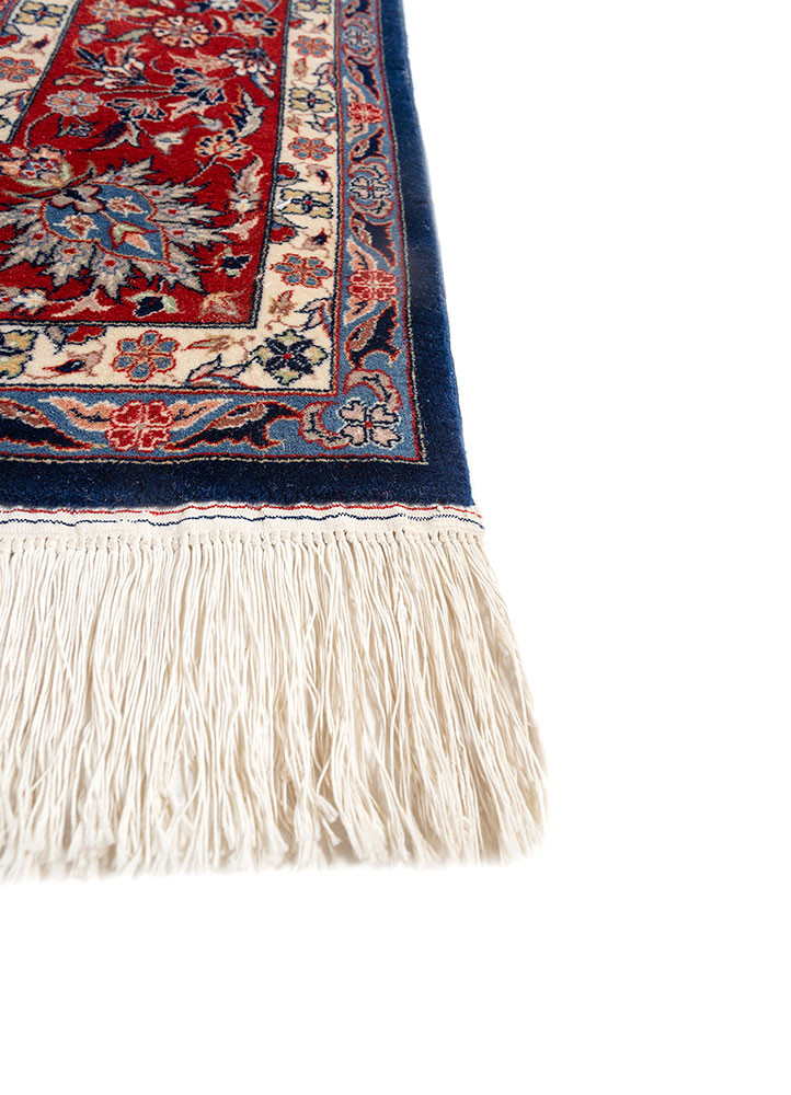 aalam blue wool hand knotted Rug - Corner