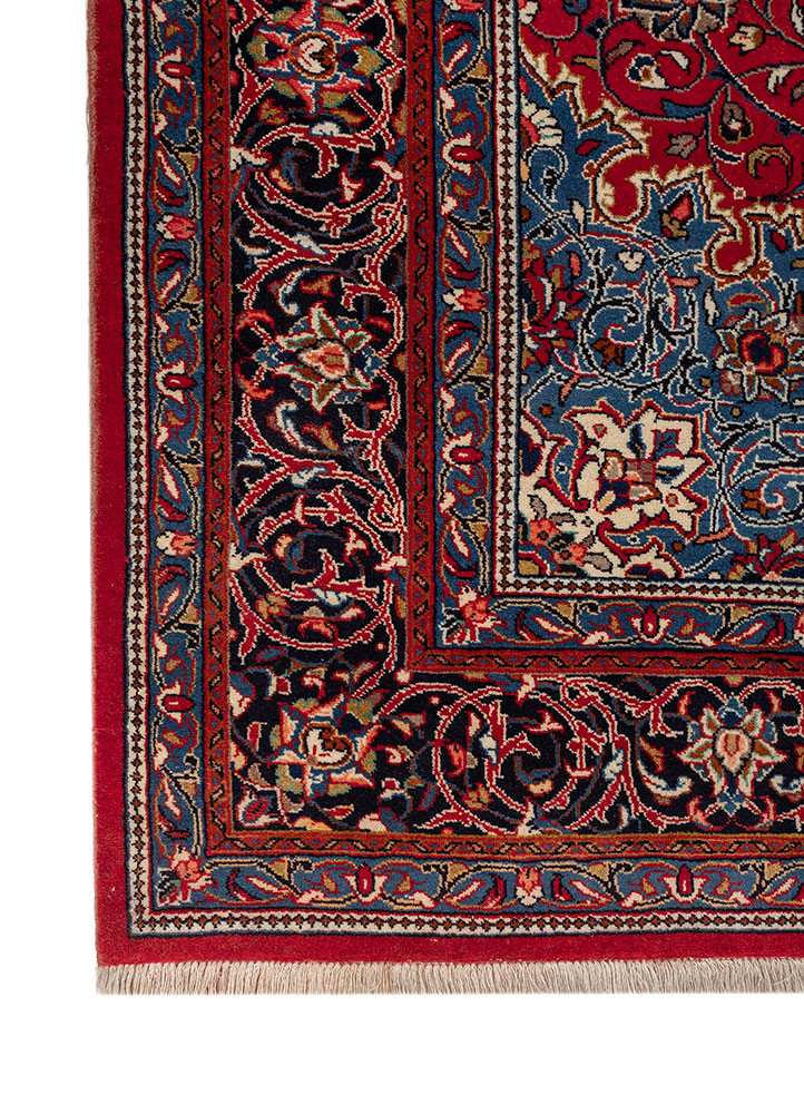 aalam red and orange wool hand knotted Rug - Corner aalam red and orange wool hand knotted Rug - Corner