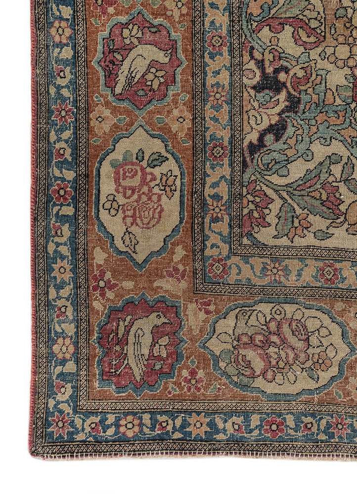aalam red and orange wool hand knotted Rug - Corner aalam red and orange wool hand knotted Rug - Corner