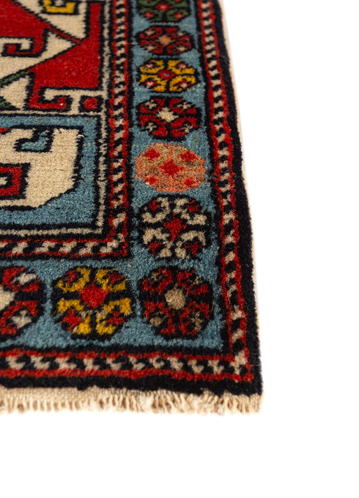 nuray blue wool hand knotted Rug - Corner