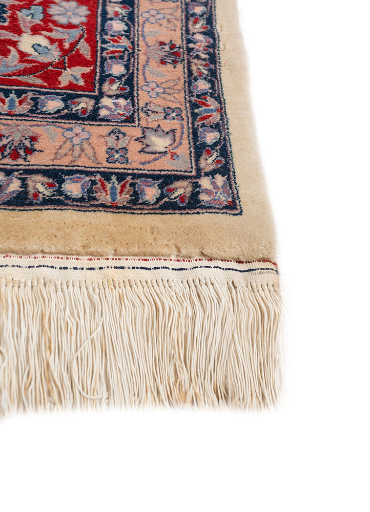 aalam red and orange wool hand knotted Rug - Corner