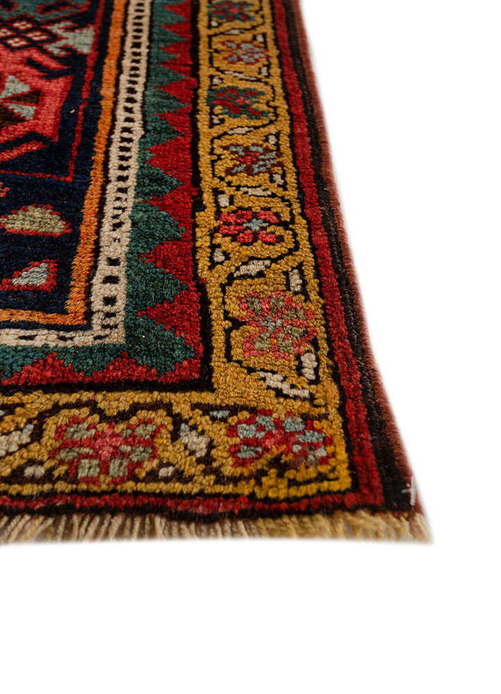kiaan red and orange wool hand knotted Rug - Corner