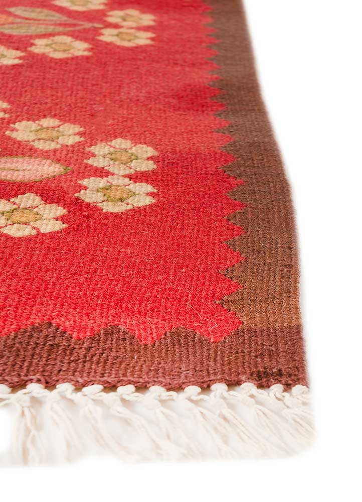 nayaab beige and brown wool flat weaves Rug - Corner