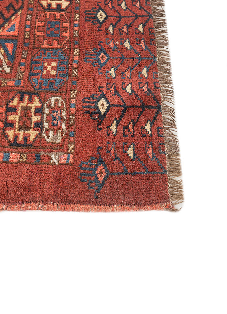 nuray red and orange wool hand knotted Rug - Corner